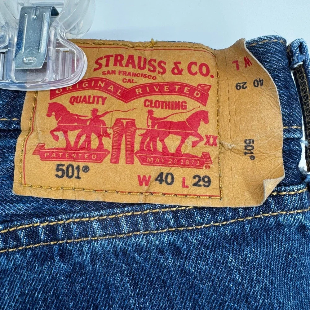 Levis 501 Original Fit Mens‎ Dark Wash Blue Button Fly Jean W40 L29 (W40 L28)